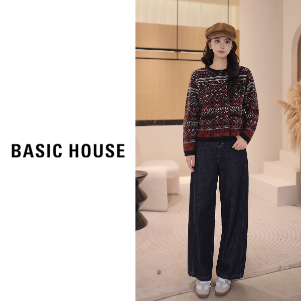 Basic House/百家好春冬季新款条纹针织套头B1195B5D672