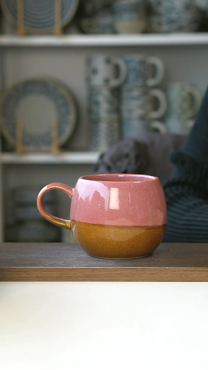 陶窑变焦糖粉大肚马克杯480ml@4-2@