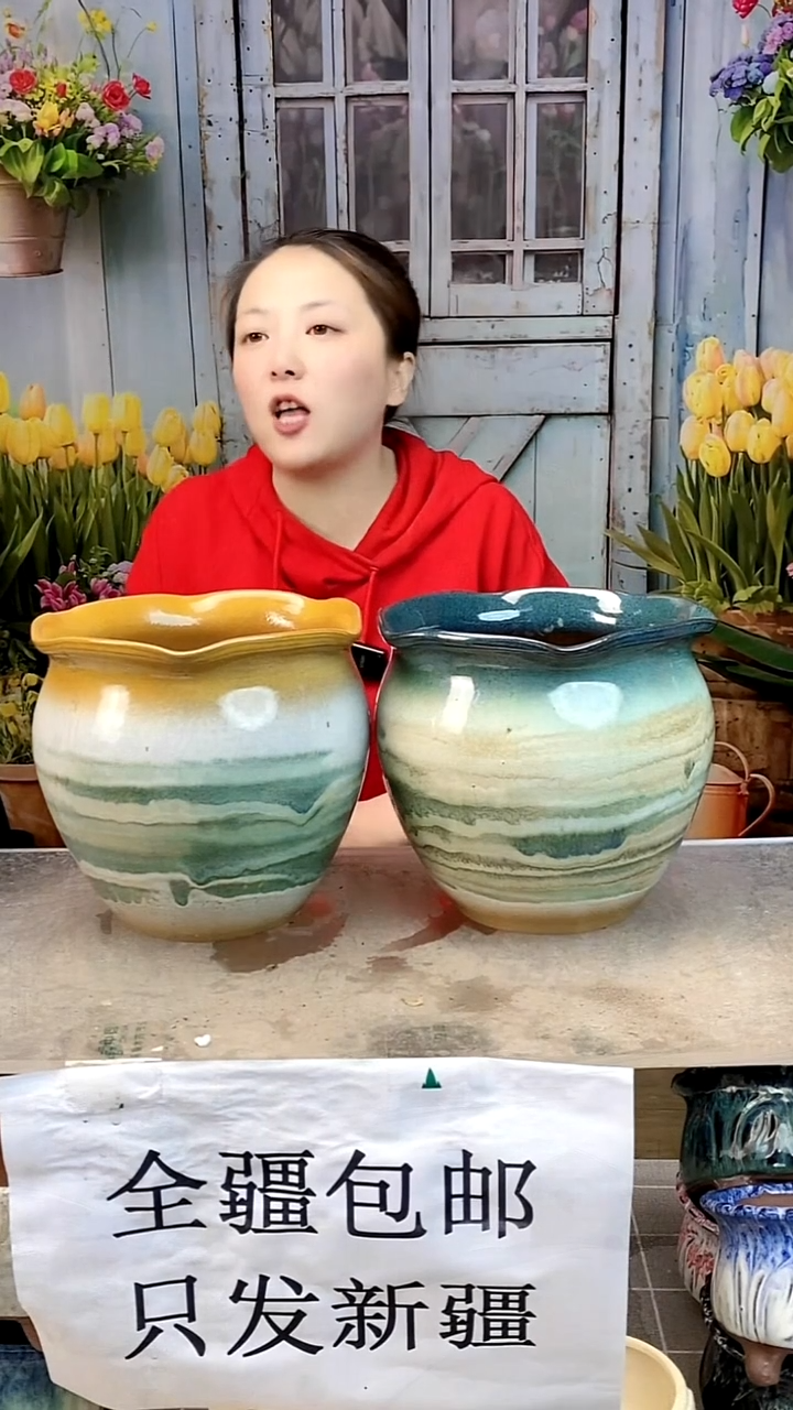 014 荷叶口山水两个装  口20高18