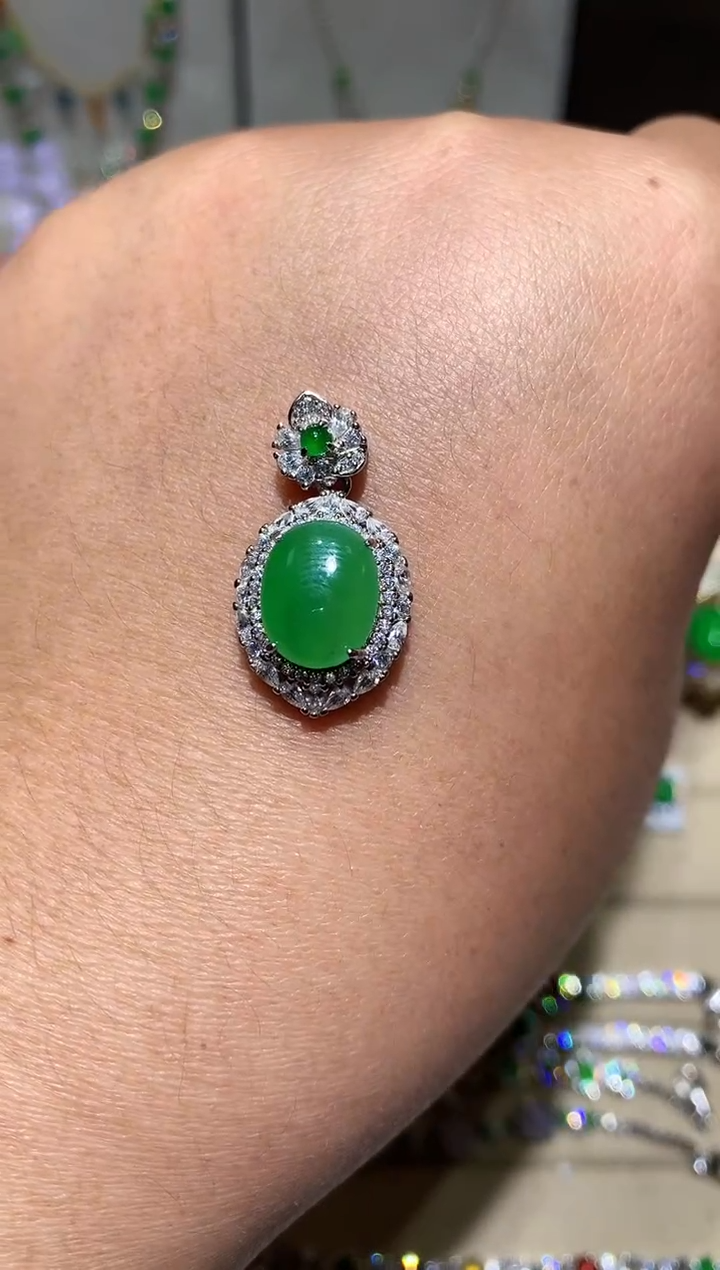 【闪购商品】翡翠耳饰银S925镶嵌吊坠