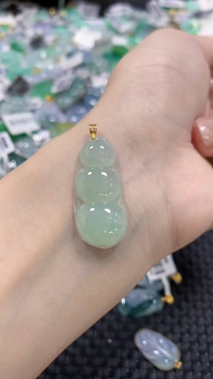 颈饰18K金镶嵌翡翠天然缅甸翡翠a货百元以上9元证书费自理