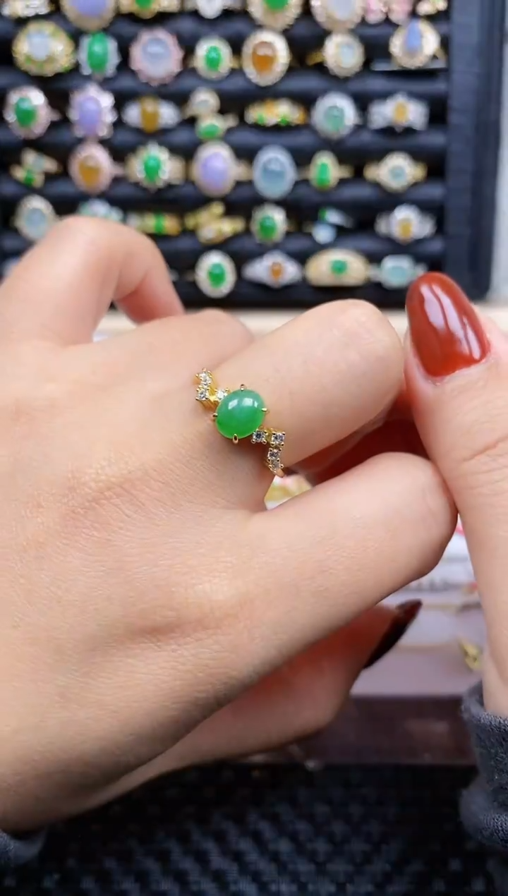 银S925镶嵌戒指翡翠448