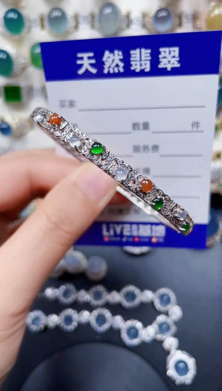 银S925镶嵌手镯翡翠167