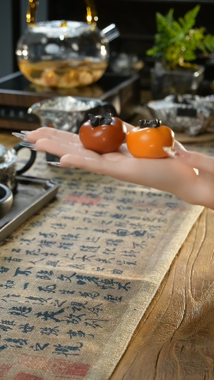 【闪购商品】福器艺术事事如意小柿子摆件2个