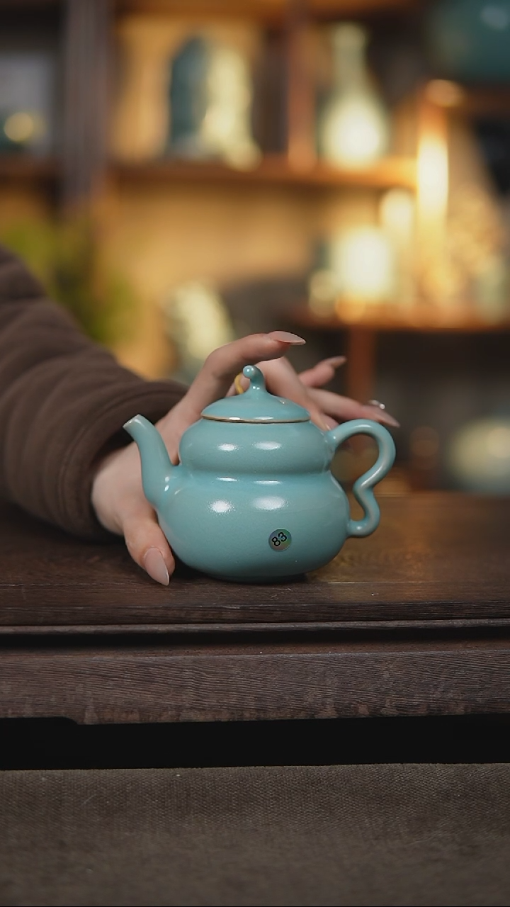 【闪购商品】杯仿古天青葫芦壶瑕83