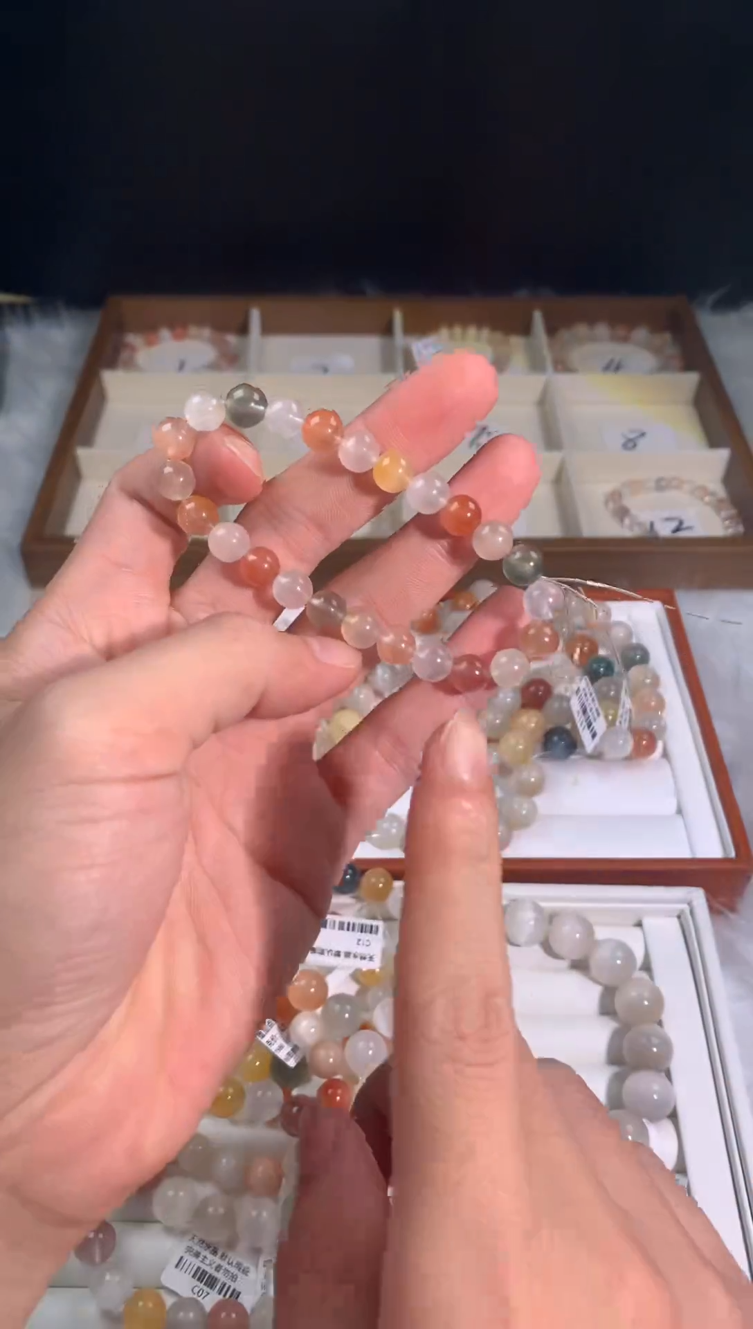 银S925镶嵌手链烟晶25号-7咪+