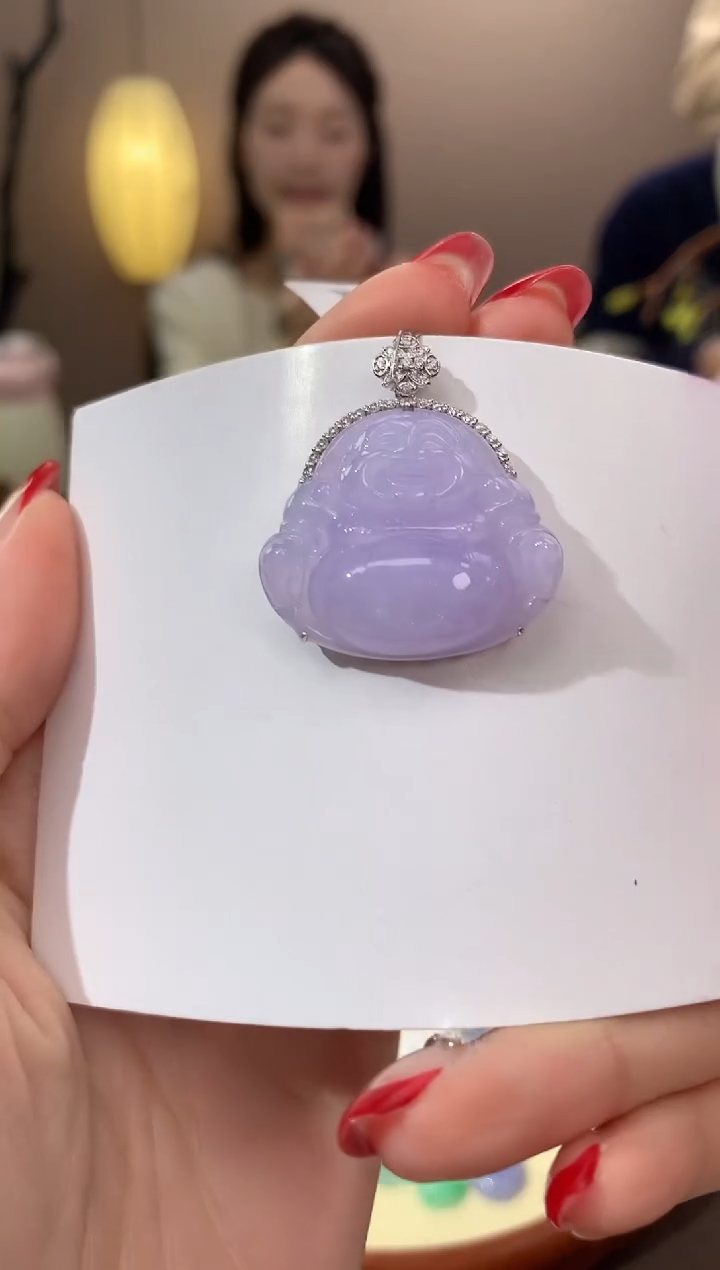 【闪购商品】翡翠颈饰18K金镶嵌天然缅甸a货翡翠