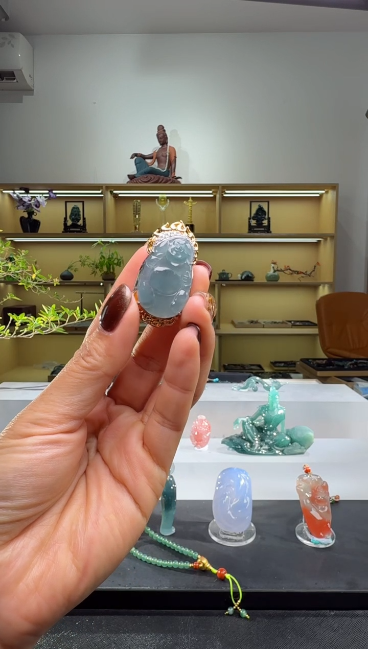 吊坠(不含链)未镶嵌翡翠布袋佛（多样性发其一）