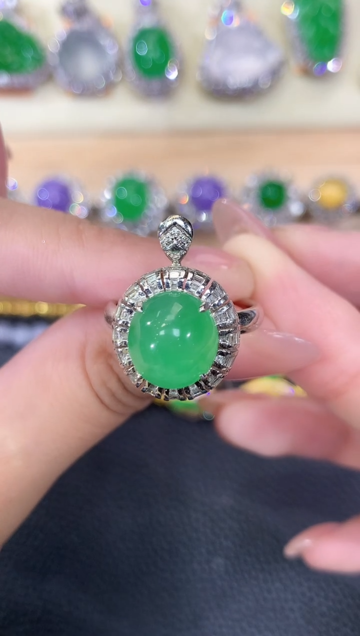 翡翠戒指18K金镶嵌夏日珠宝B42