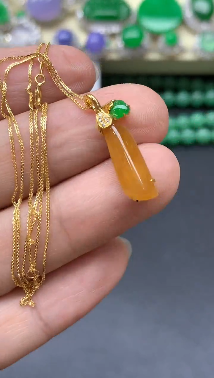 颈饰18K金镶嵌翡翠481-中国好珍宝