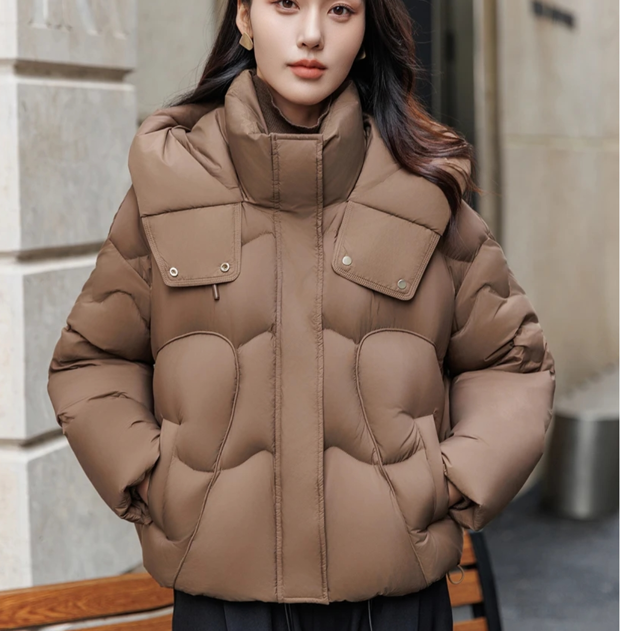  115羽绒服咖啡色（M衣长60左右）