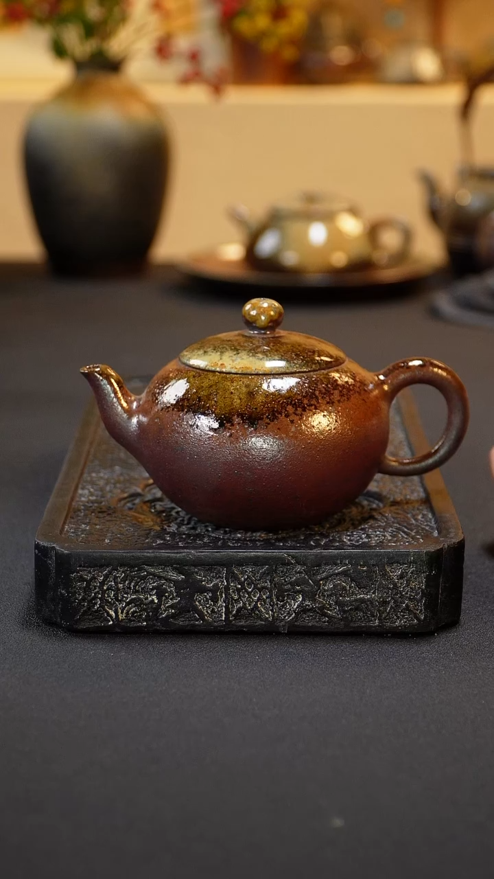 茶壶紫砂纯自然柴烧