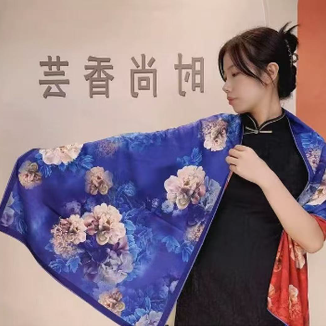 X02（深红花海）围巾 180*70左右