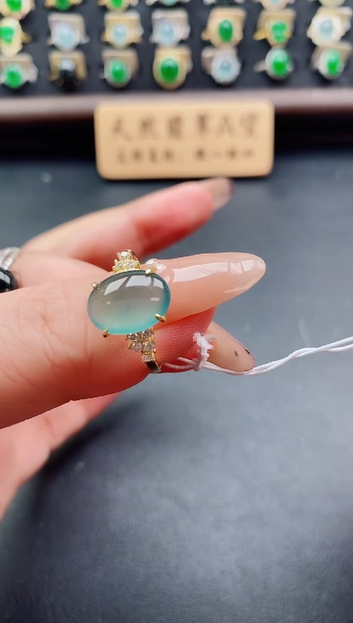 银S925镶嵌戒指翡翠1