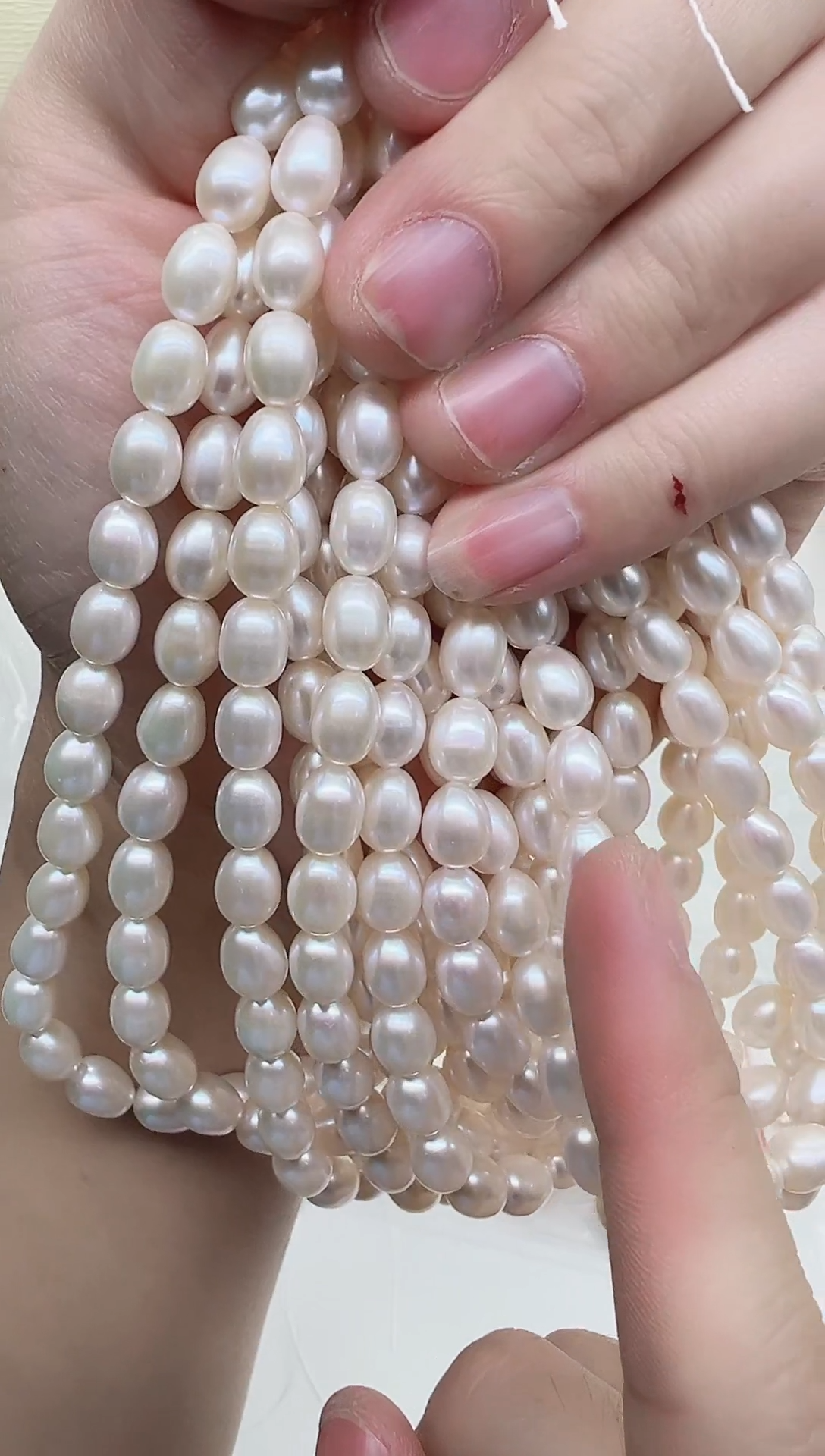 未镶嵌半成品淡水珍珠白色米珠6-7mm