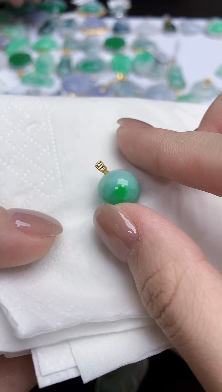 【闪购商品】翡翠颈饰18K金镶嵌天然缅甸翡翠A货