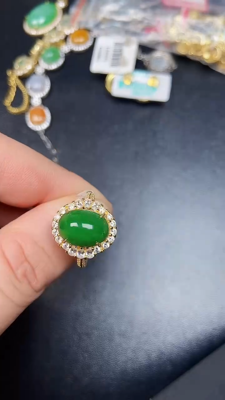 银S925镶嵌戒指翡翠2700