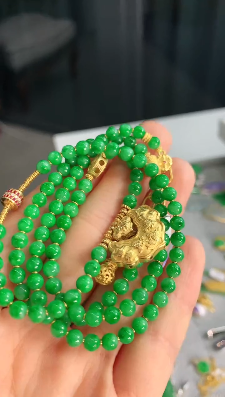 【闪购商品】翡翠颈饰18K金镶嵌珠串