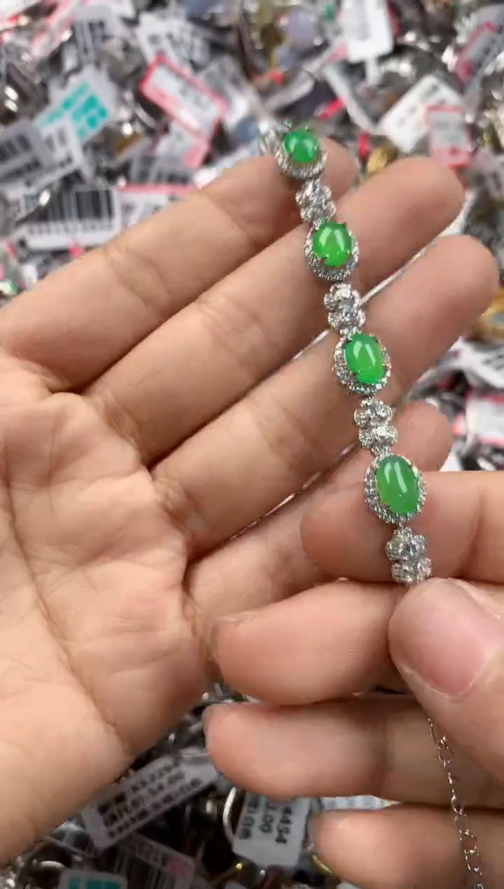 银S925镶嵌戒指翡翠10     7