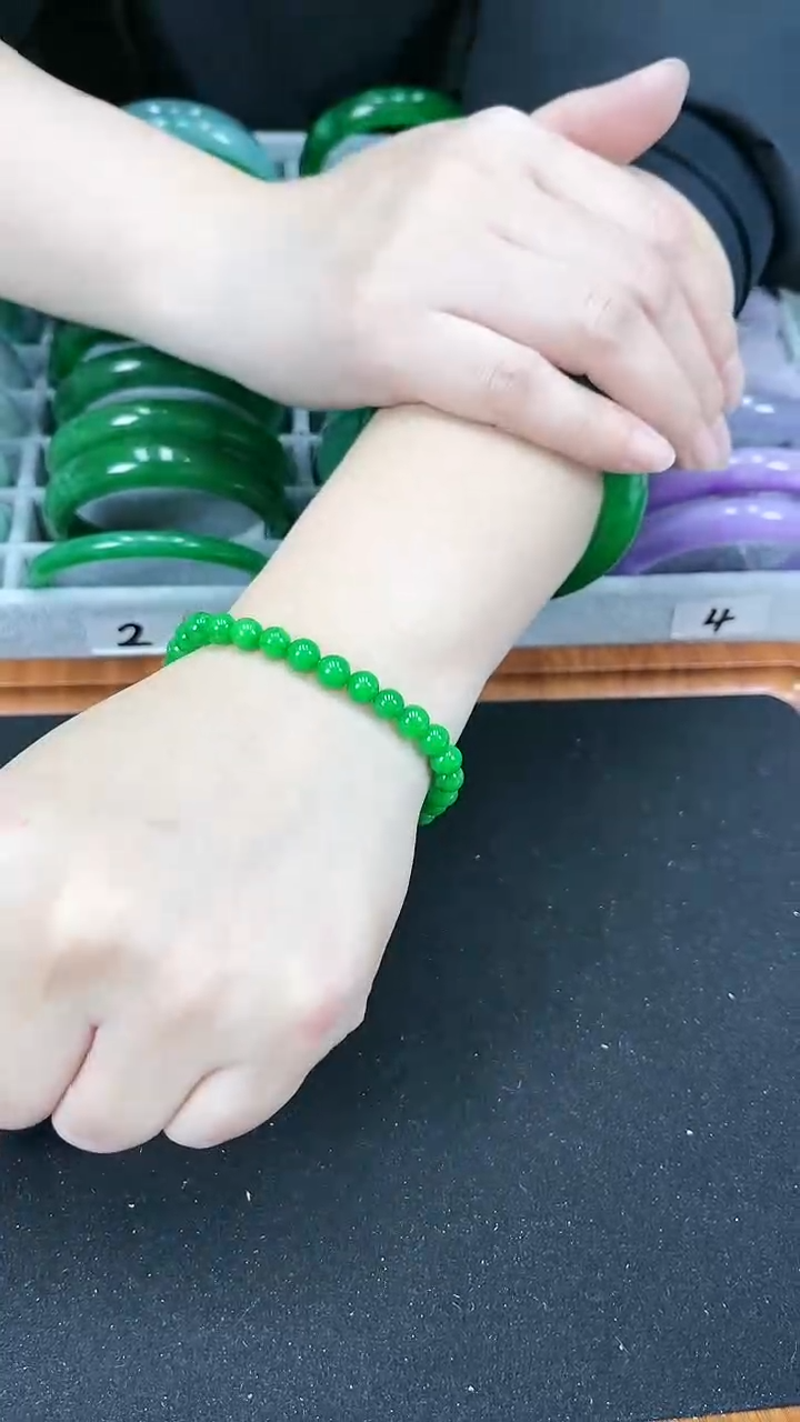 【闪购商品】翡翠手链未镶嵌s57 正阳里小米珠手串 卡6mm