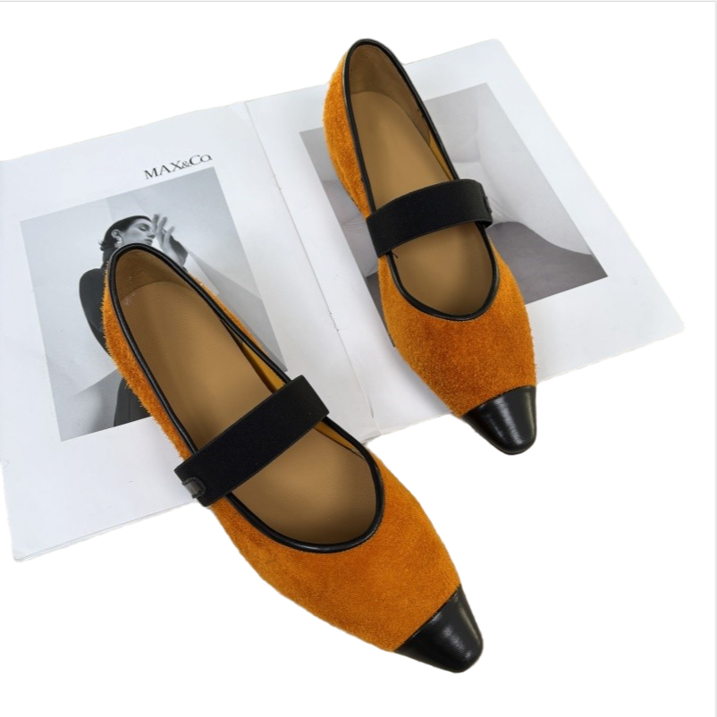 方头增高透气浅口单鞋圆头平底鞋软底黑色百搭母亲节鞋子