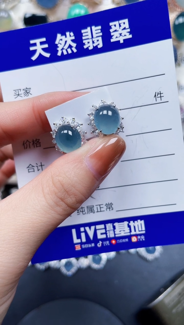 银S925镶嵌翡翠耳饰640