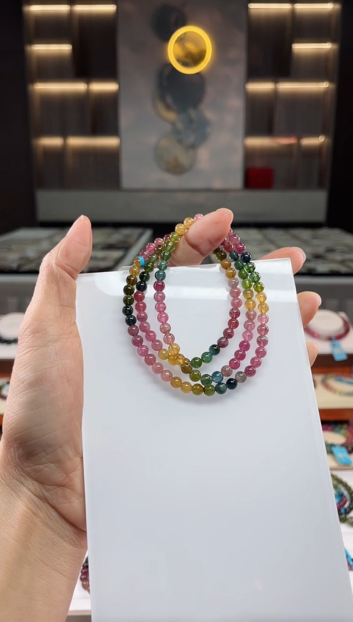 三圈手串未镶嵌碧玺（多样性发一条）Q