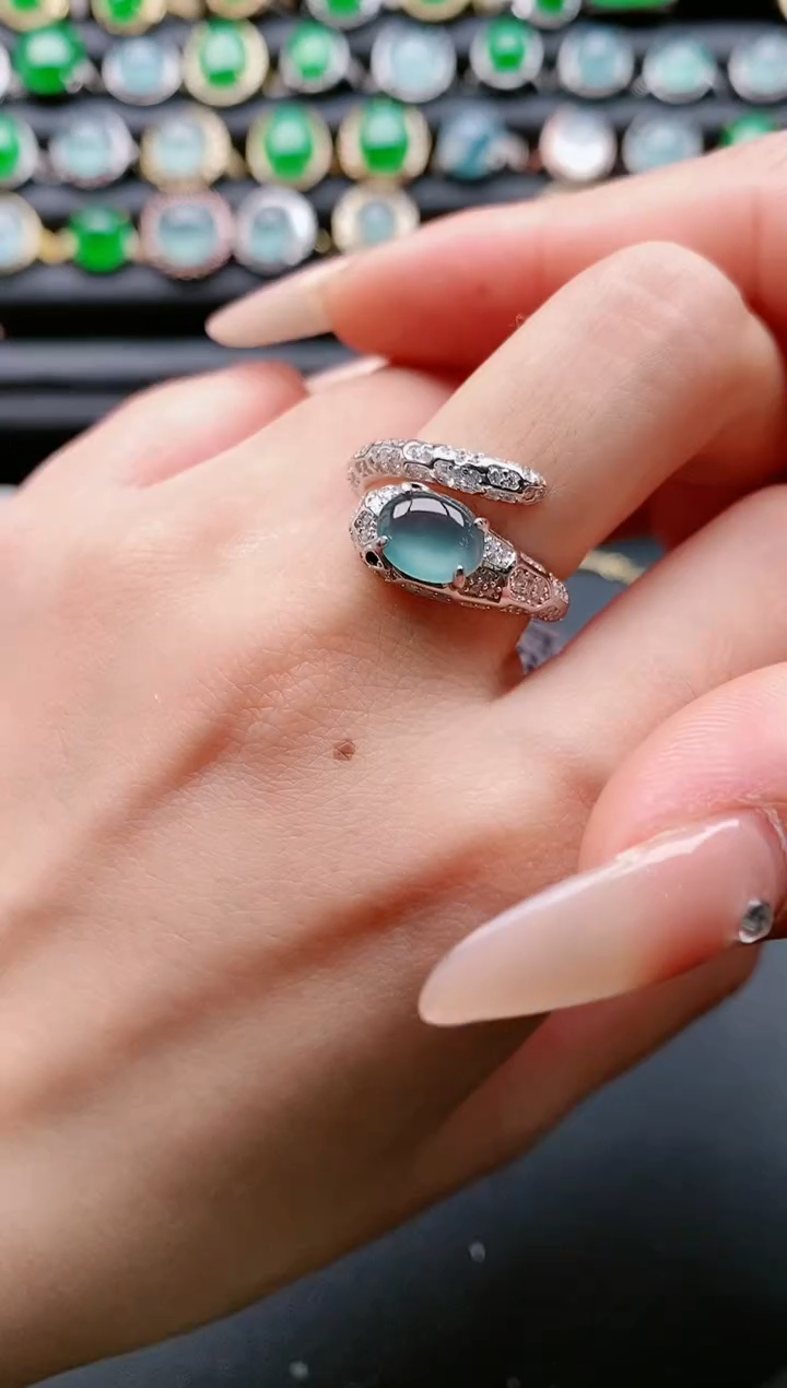 【闪购商品】翡翠戒指银S925镶嵌111111