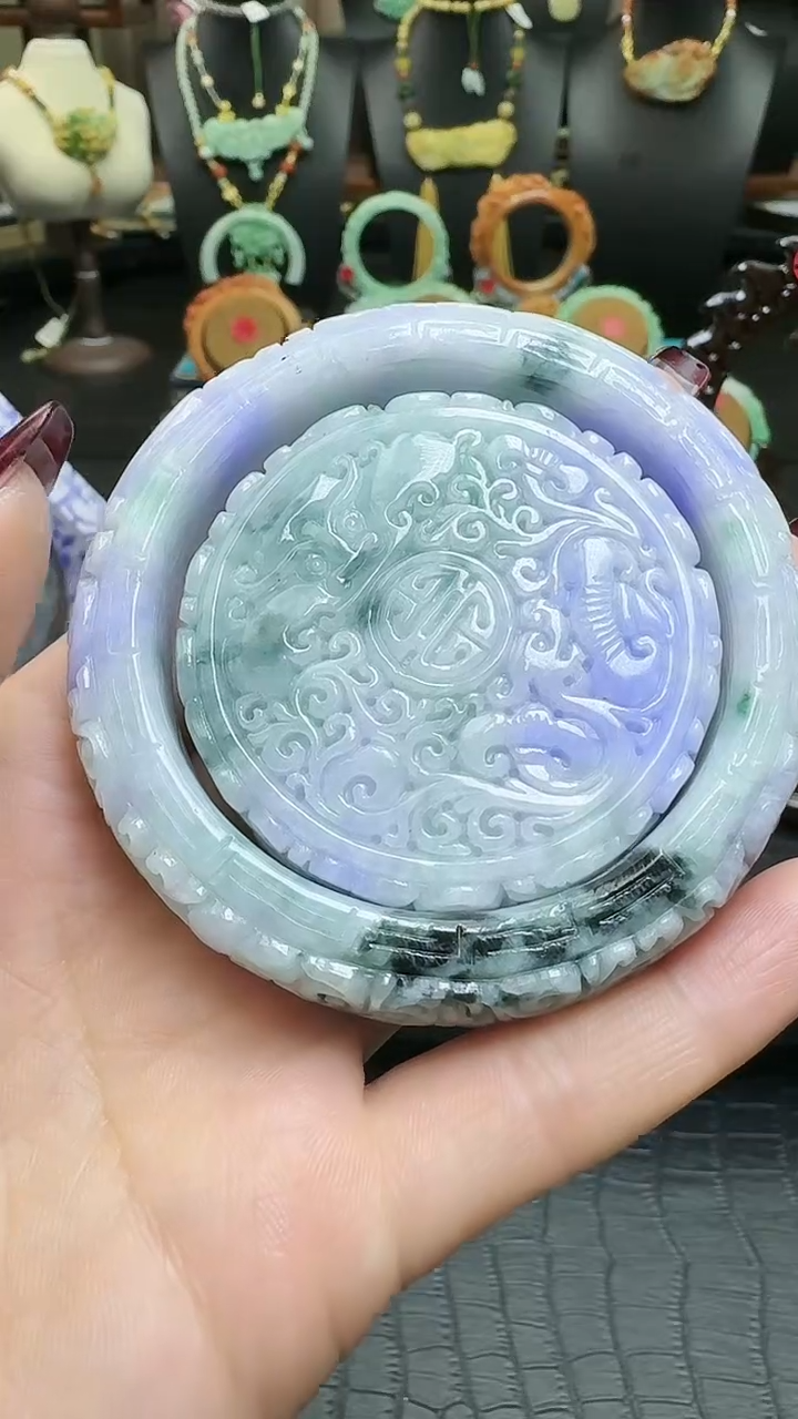 【闪购商品】翡翠手镯未镶嵌浓妖紫半山半水手镯58+