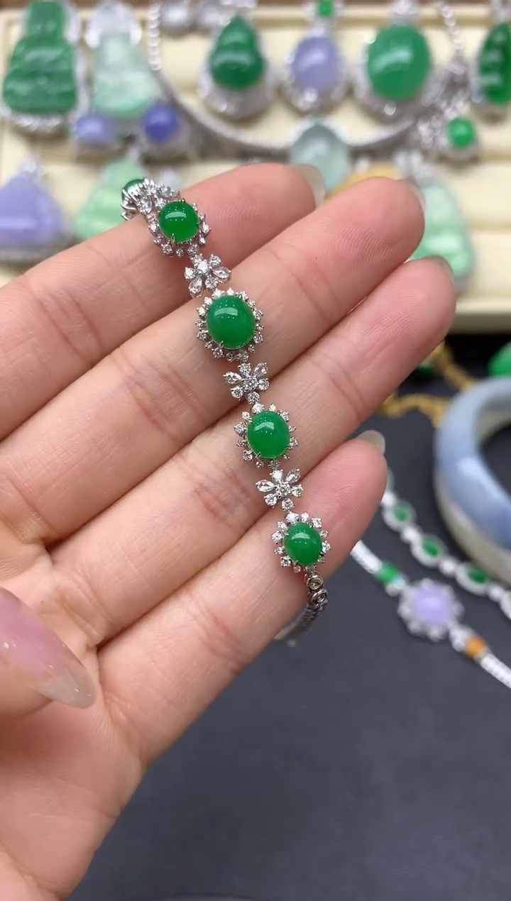 【闪购商品】翡翠手串18K金镶嵌610-中国好珍宝