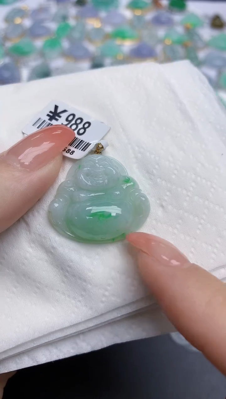 【闪购商品】翡翠颈饰18K金镶嵌天然缅甸翡翠A货