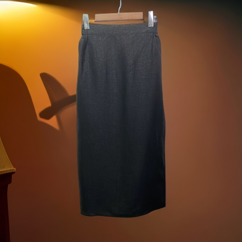 夏季H型高腰半身裙通勤直筒裙龟裂长款女士简约休闲风新中式夏季