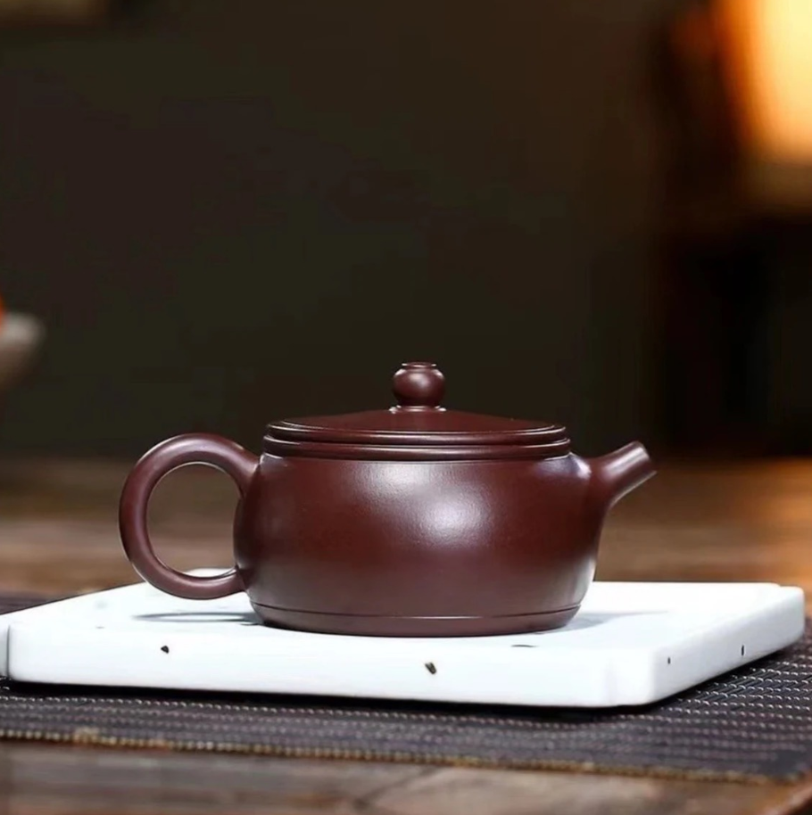 HB正宗紫砂壶紫手工朱泥井栏小紫砂壶功夫宜兴原矿小容量茶壶160c