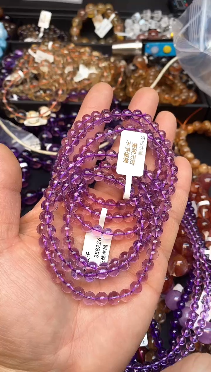 【闪购商品】水晶手链未镶嵌b71 紫水晶多圈6mm 多样性发其一