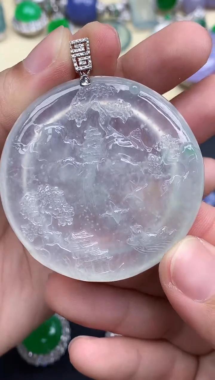 吊坠(不含链)18K金镶嵌翡翠685-中国好珍宝