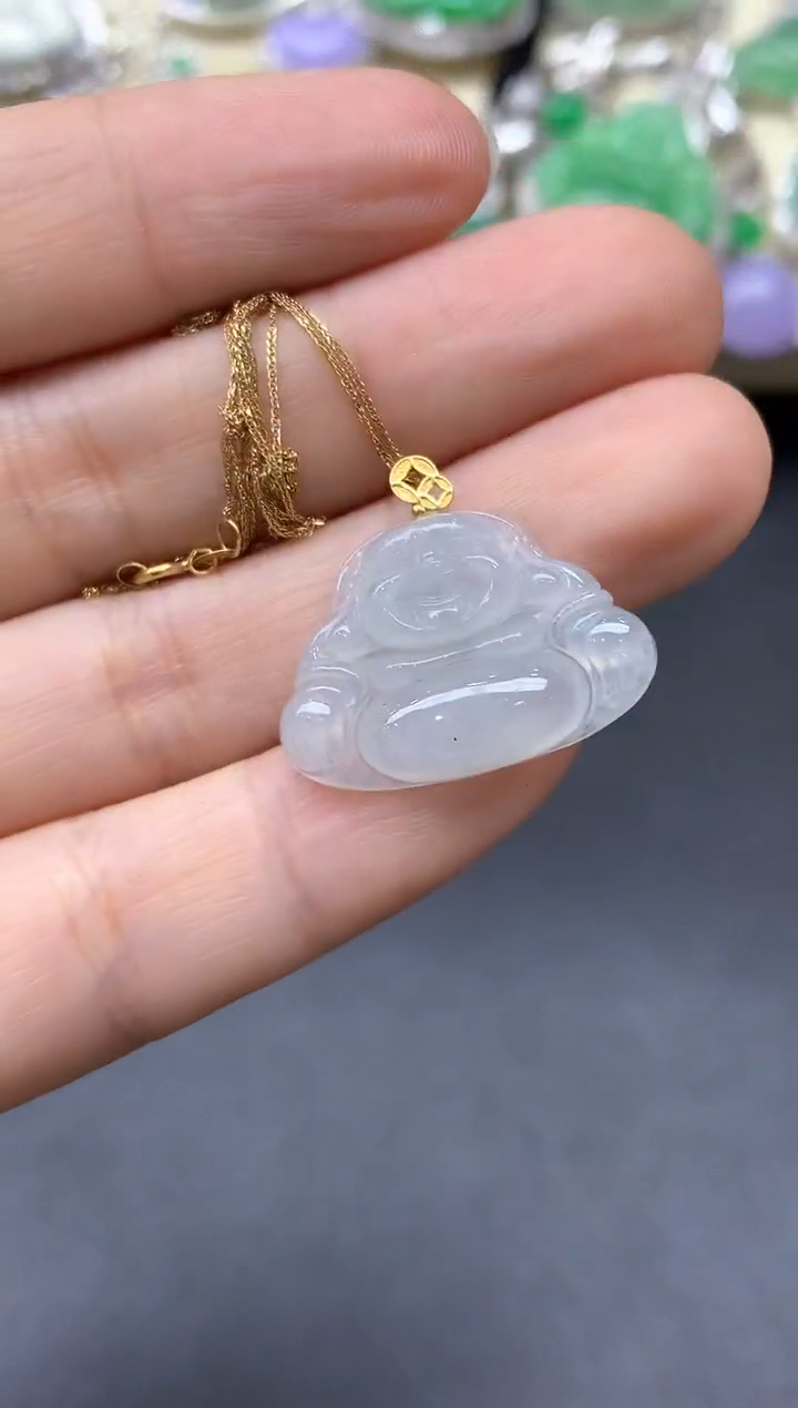 颈饰18K金镶嵌翡翠494-中国好珍宝