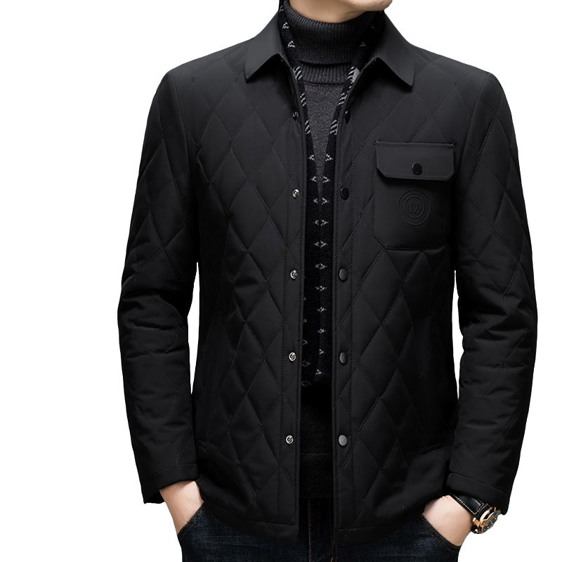 脱卸围巾翻领棉衣服2025冬季新款男士中厚二棉外套中年跨境现货
