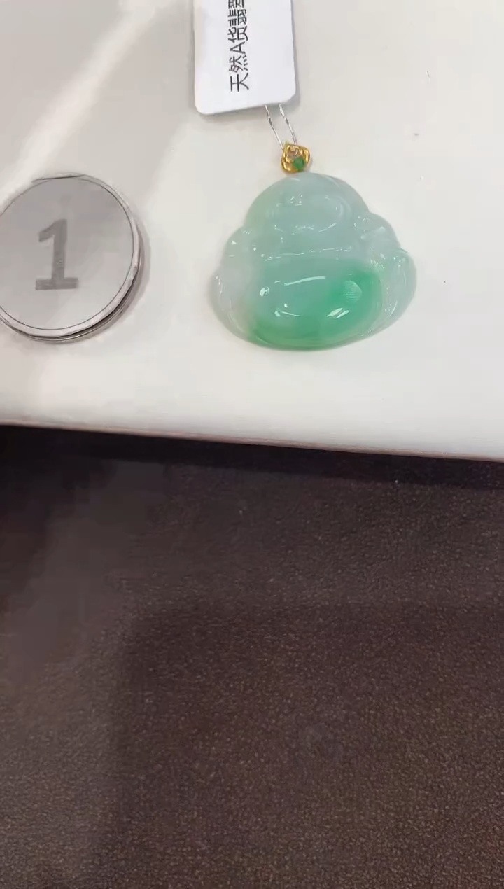 颈饰18K金镶嵌翡翠天然缅甸A货翡翠