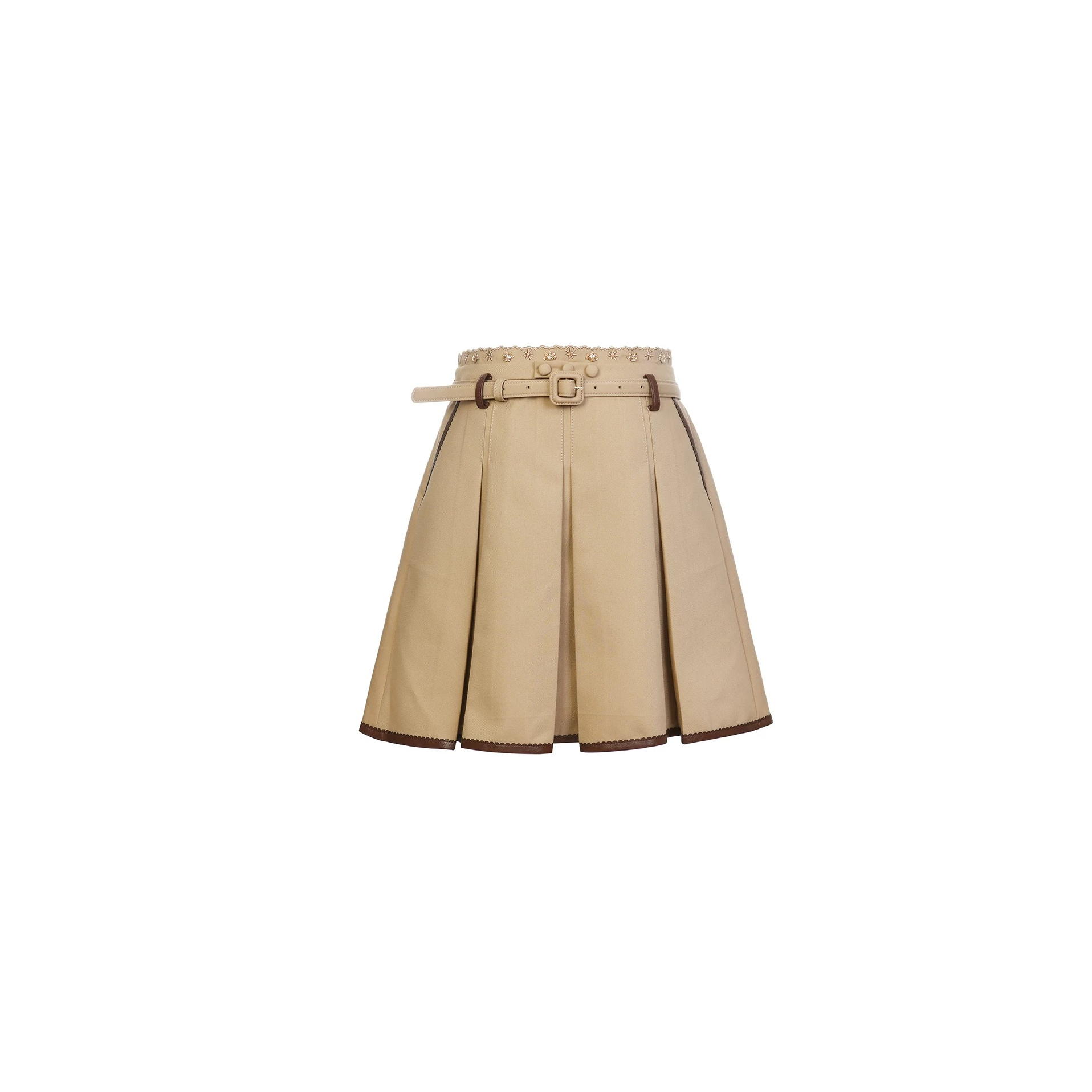 LeFame/拉飞姆26春季A字双腰头假两件撞色裙/LF26C31SS156