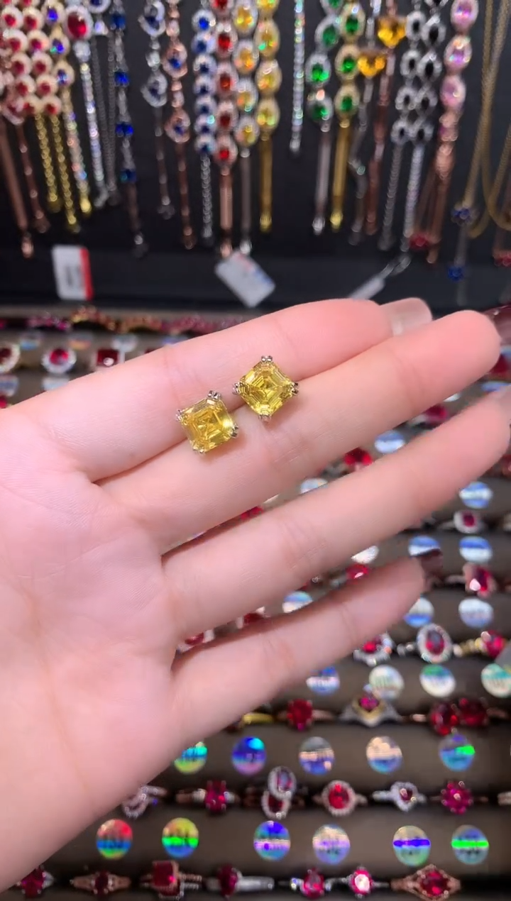 【闪购商品】水晶耳饰银S925镶嵌银色8