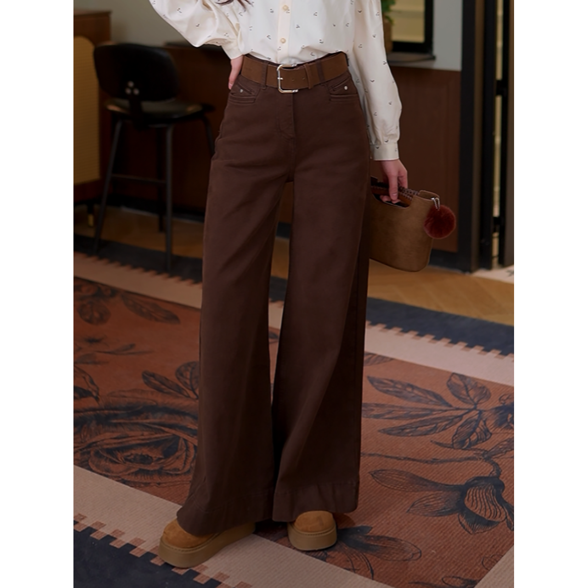 芷莹   25新款秋季百搭时尚高腰显瘦小众加绒休闲裤#K10164