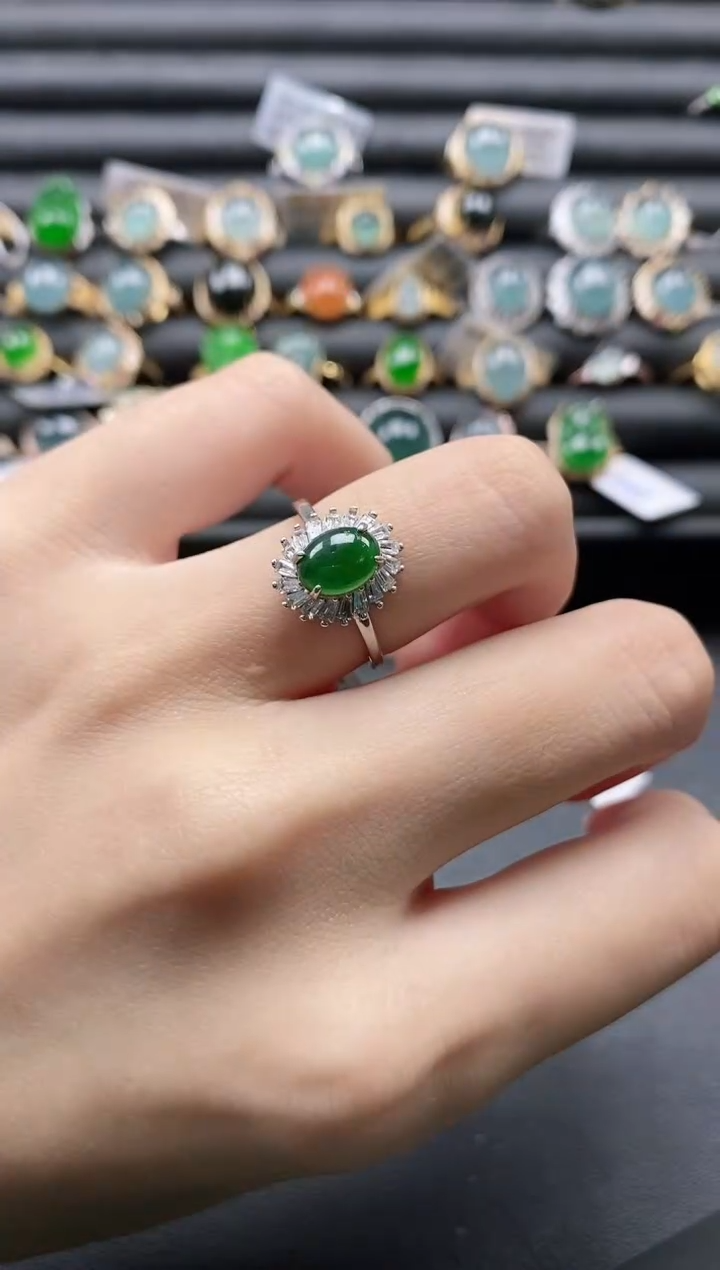 【闪购商品】翡翠戒指银S925镶嵌1111