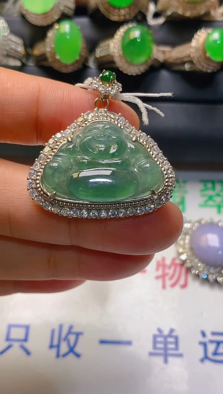 【闪购商品】翡翠耳饰银S925镶嵌天然A货翡翠1