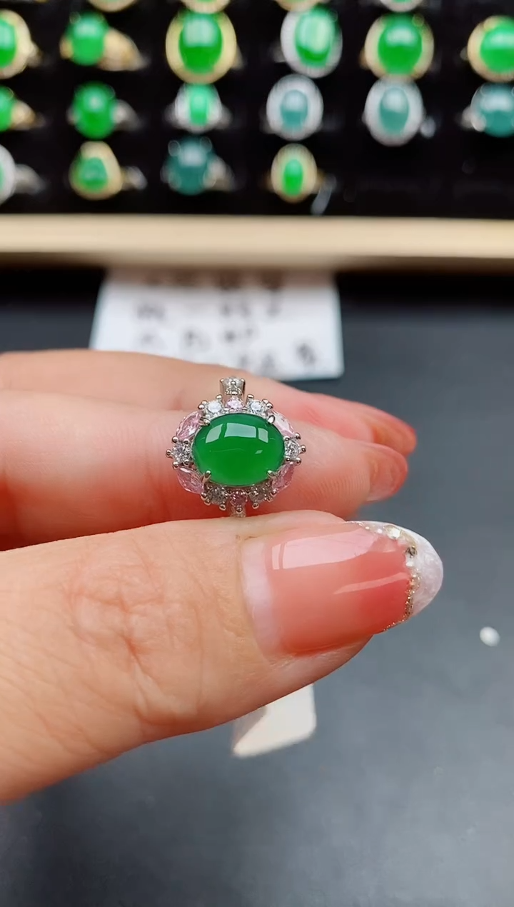 【闪购商品】翡翠戒指银S925镶嵌080580