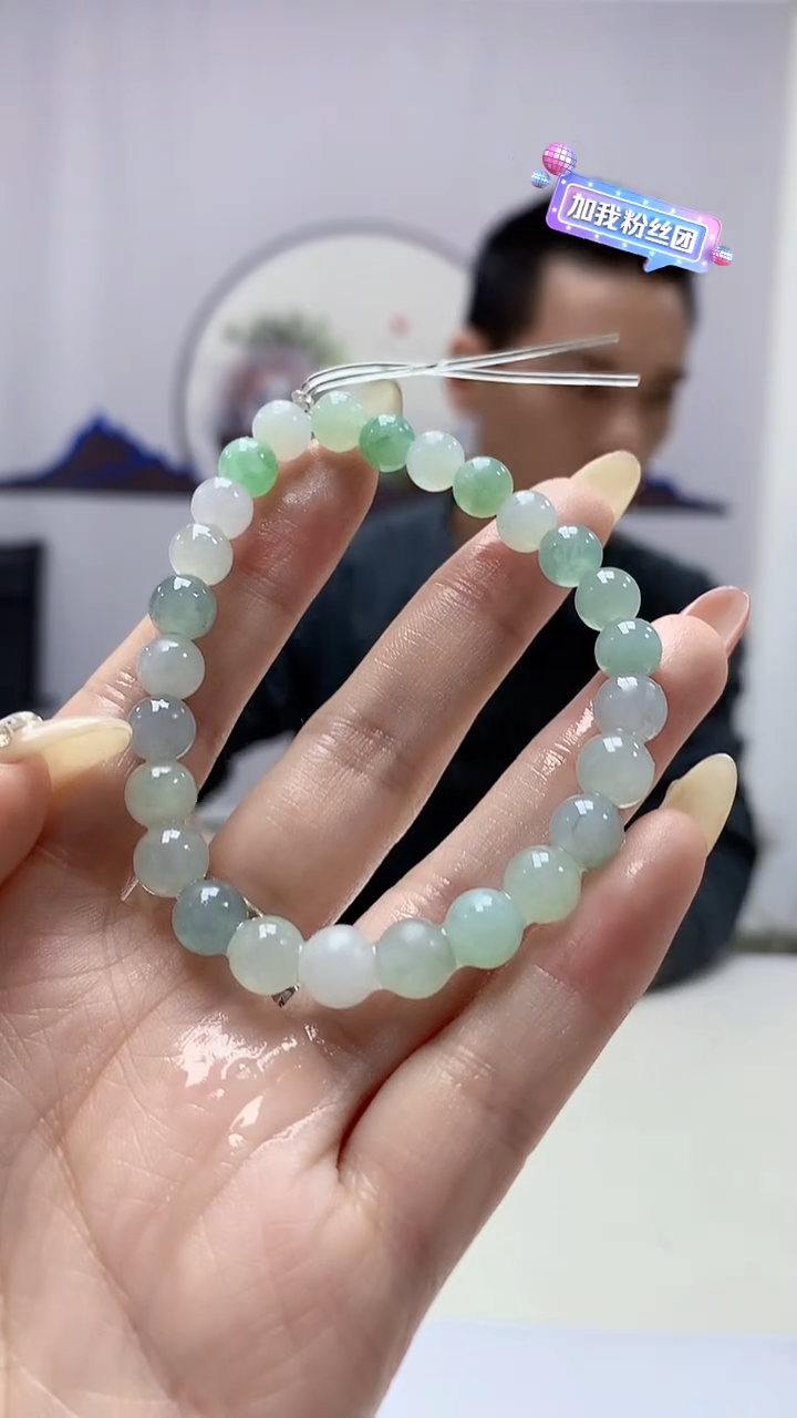 【闪购商品】定制翡翠未镶嵌3916DD-毛货手串71