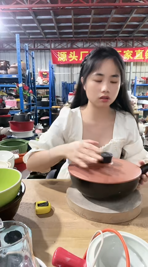 陶瑕疵24手把锅咖盖不圆漏缝