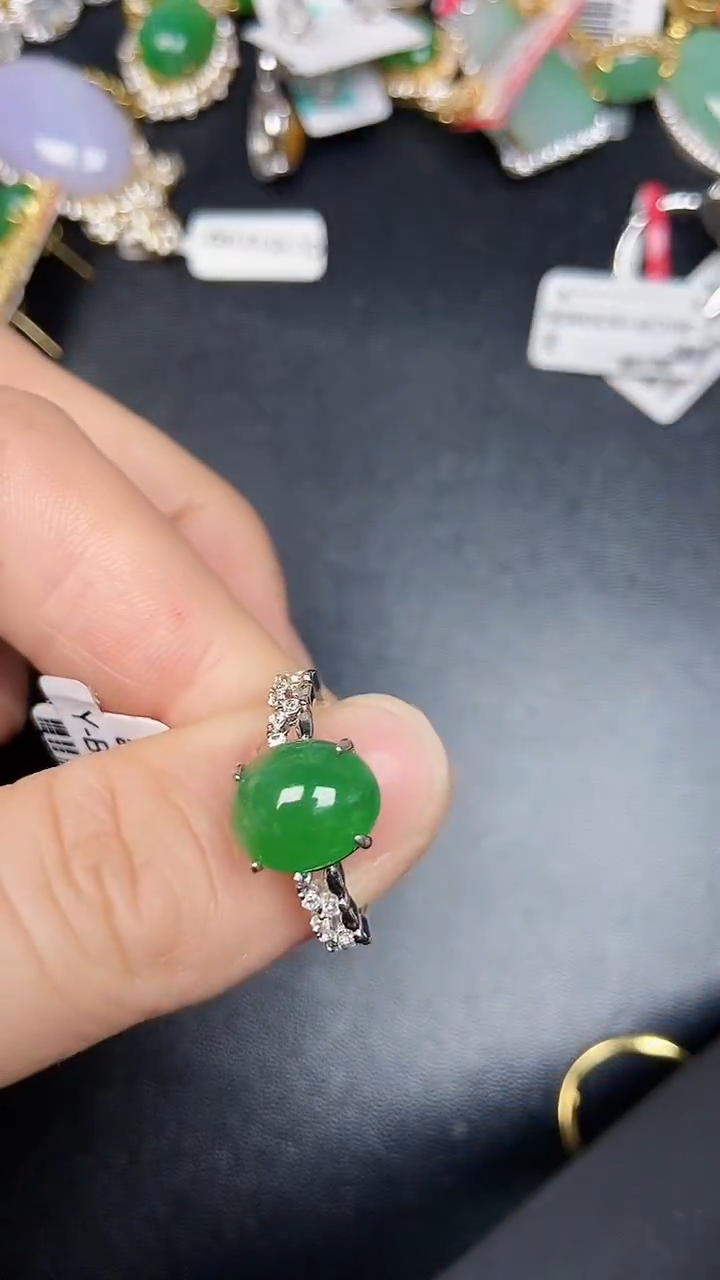 银S925镶嵌戒指翡翠3150