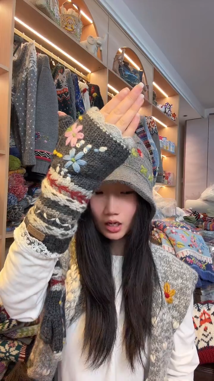 羊毛美利奴灰色半指手套