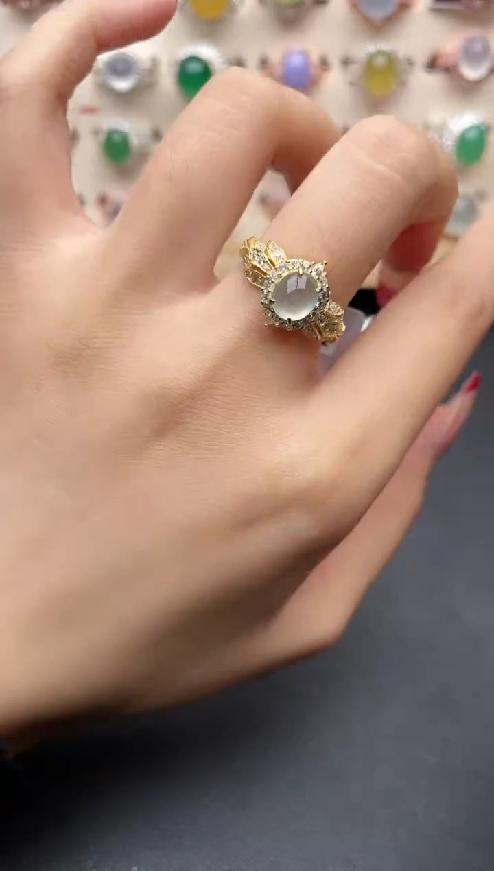 【闪购商品】翡翠戒指银S925镶嵌一物一证一礼盒