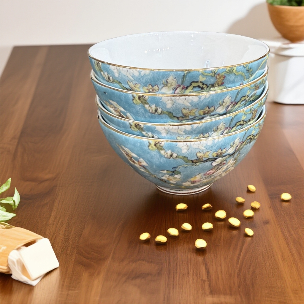 FT杏花骨瓷四碗轻奢家用4.5英寸左右